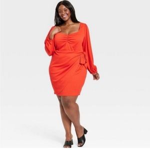 Red Orange Wrap dress